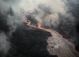 Lava River with Clouds