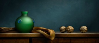 Still Life with Green Vase and Walnuts