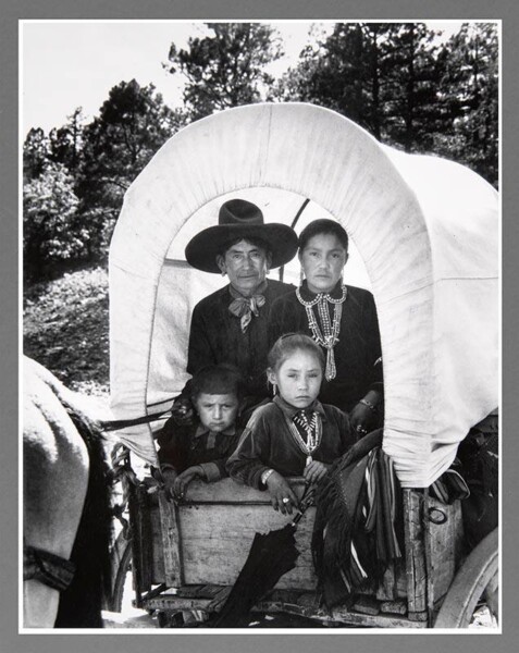 Navajo Family in Covered Wagon