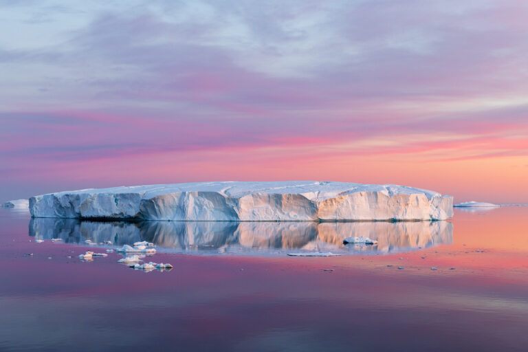 Tabular Iceberg at Sunrise on the Solstice in the Weddell Sea
