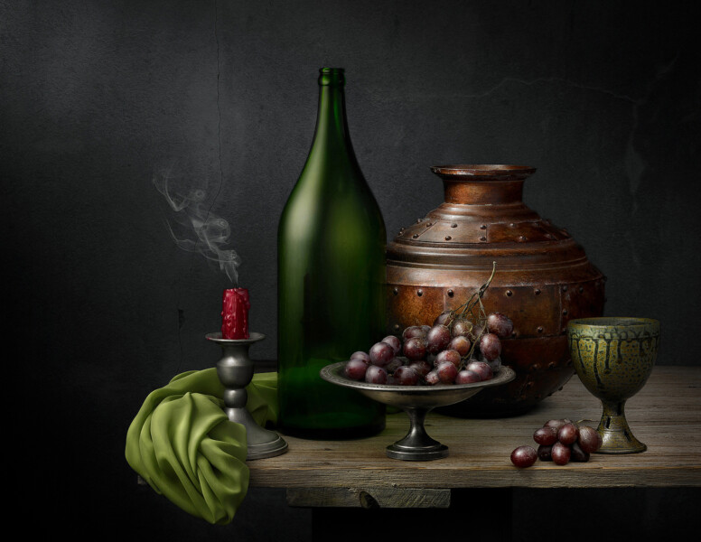 Grapes with Copper Vessel