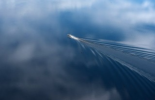 Boat and Reflected Sky, Upper Saranac Lake, NY