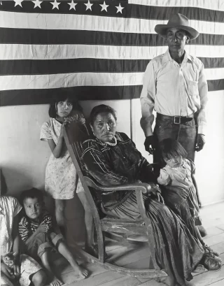 Navajo Family with Flag