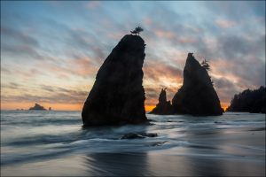 Seastacks at Sunset, Rialto Beach, Olympic National Park