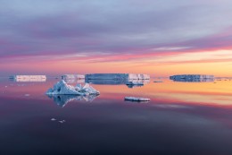 Tabular Icebergs & Bergy Bits, Solstice Sunset/Sunrise in the Weddell Sea, Antarctica