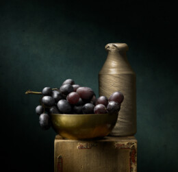 Still Life with Grapes and Bottle