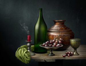 Still Life with Grapes and Copper Vessel